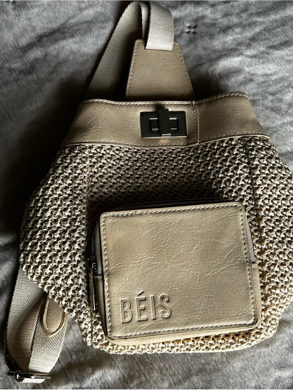 Beis Raffia Sling Backpack